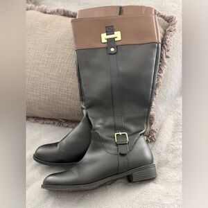 Elegant Black and Brown Women's Riding Boots